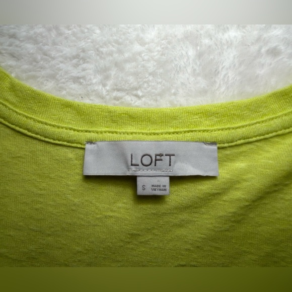 LOFT Bright Chartreuse Knit Crochet Sleeve Tank Size S - Picture 6 of 7
